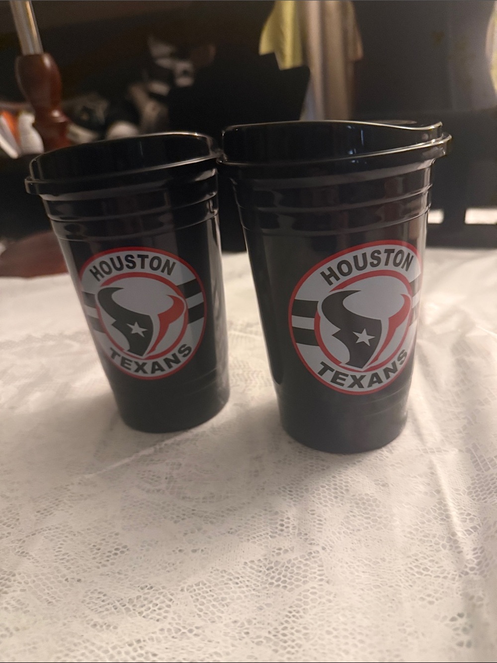 Black Logo Plastic Cups Houston Texans -  Set of 2
